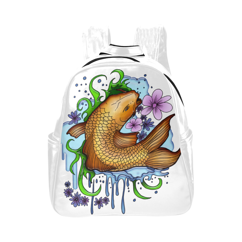 Koi Fish Multi-Pockets Backpack (Model 1636)