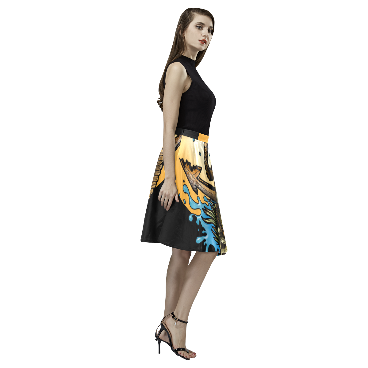 Anchored Melete Pleated Midi Skirt (Model D15)