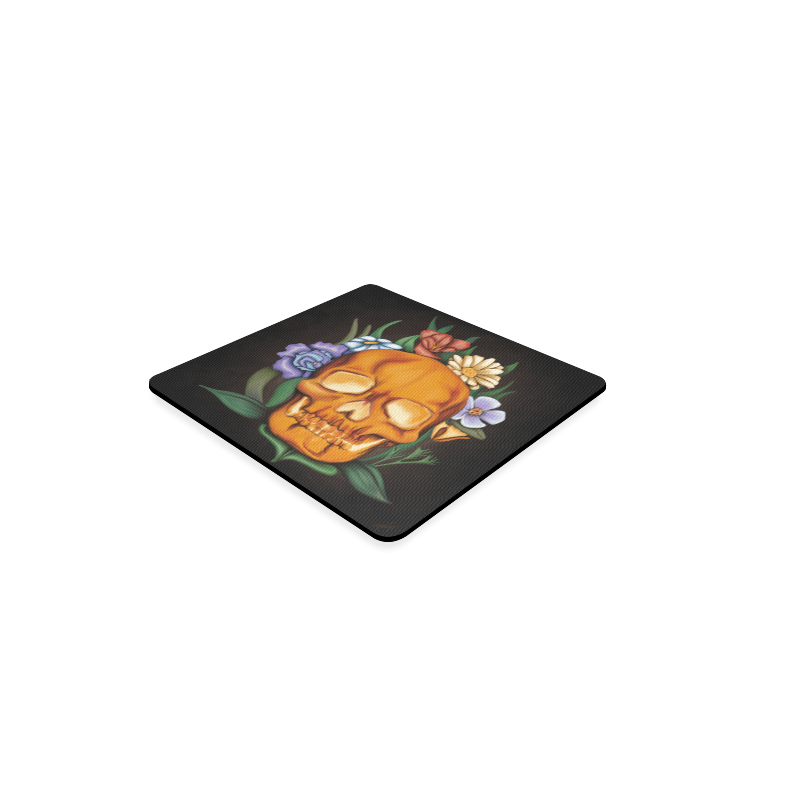 Skull and Flowers Square Coaster