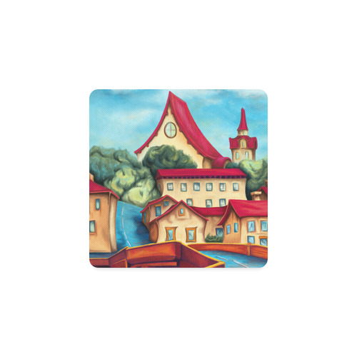 Red roofs Square Coaster