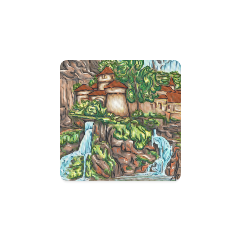 Waterfall castle Square Coaster