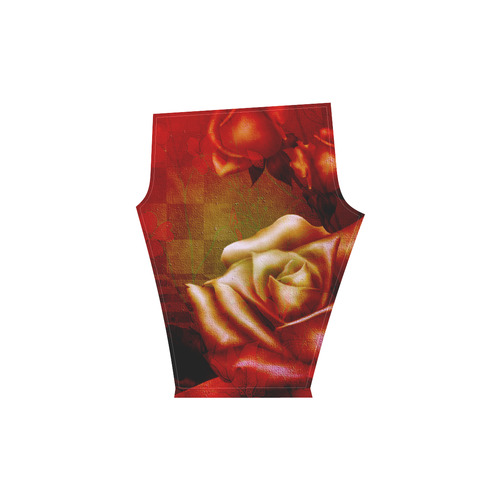 Wonderful red roses Women's Low Rise Capri Leggings (Invisible Stitch) (Model L08)