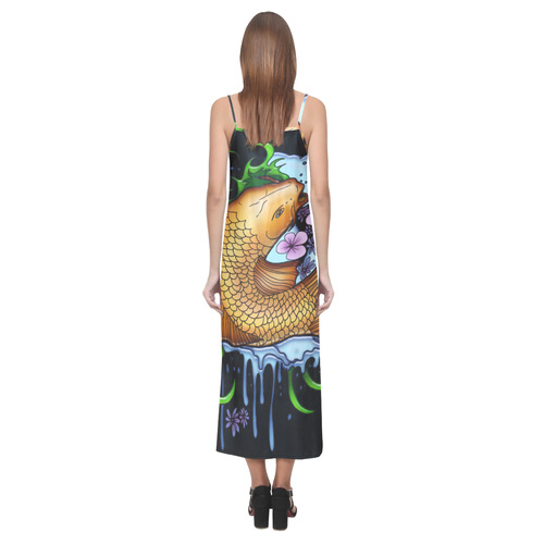 Koi Fish V-Neck Open Fork Long Dress(Model D18)