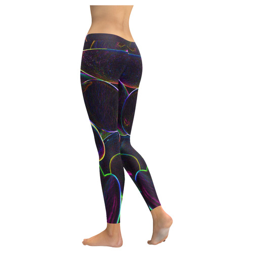 Psychedelic Candy Black Women's Low Rise Leggings (Invisible Stitch) (Model L05)