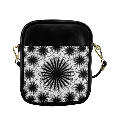 Black and white spiders lace pattern Sling Bag (Model 1627)