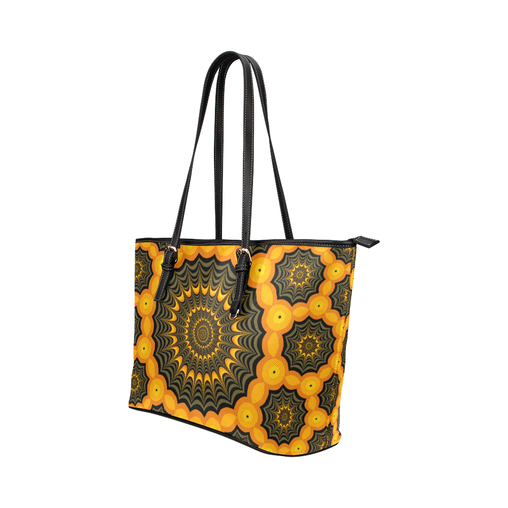 Fractal spider webs Leather Tote Bag/Small (Model 1651)