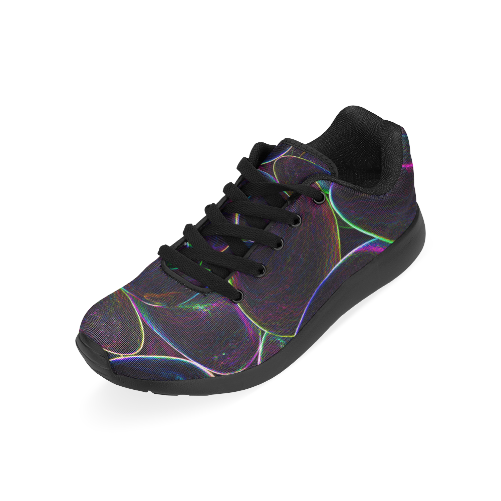 Psychedelic Candy Black Kid's Running Shoes (Model 020)