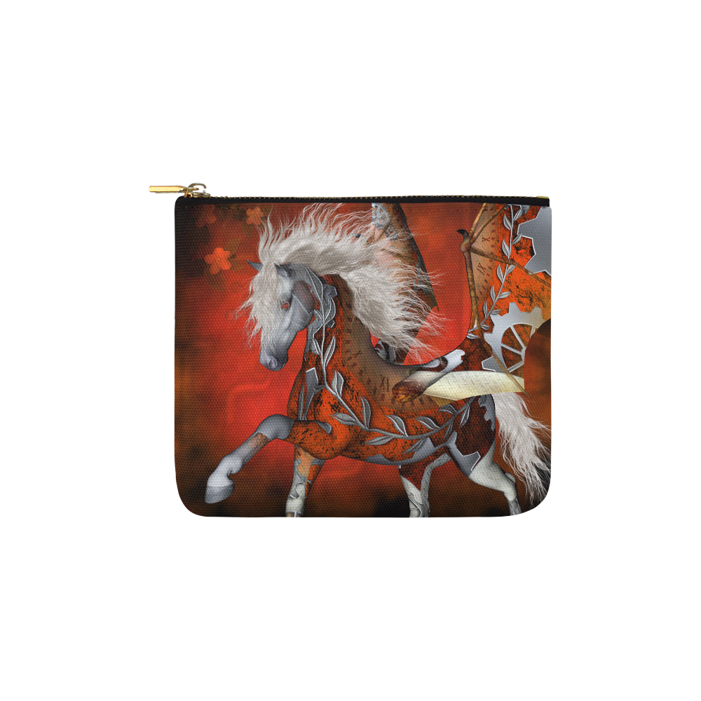 Awesome steampunk horse with wings Carry-All Pouch 6''x5''