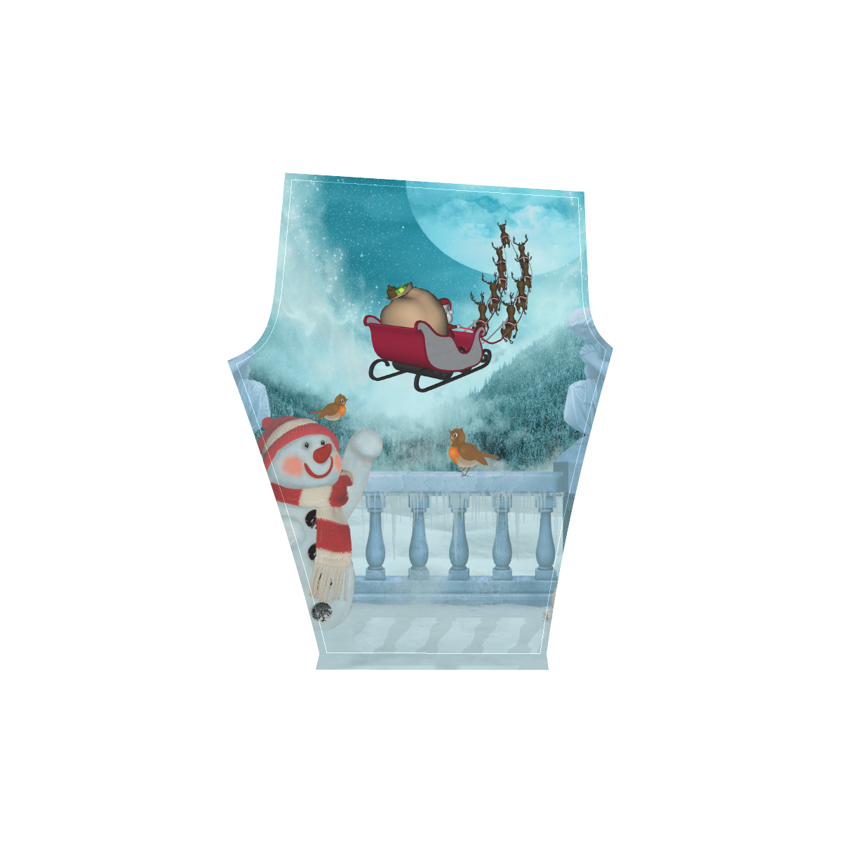 Funny snowman with Santa Claus Women's Low Rise Capri Leggings (Invisible Stitch) (Model L08)