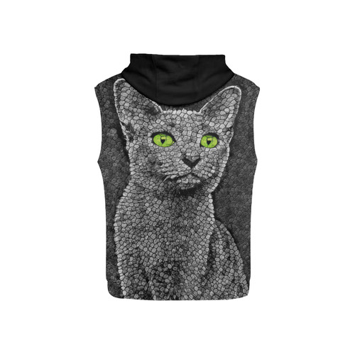 RUSSIAN BLUE KITTY 4 KIDS All Over Print Sleeveless Hoodie for Kid (Model H15)