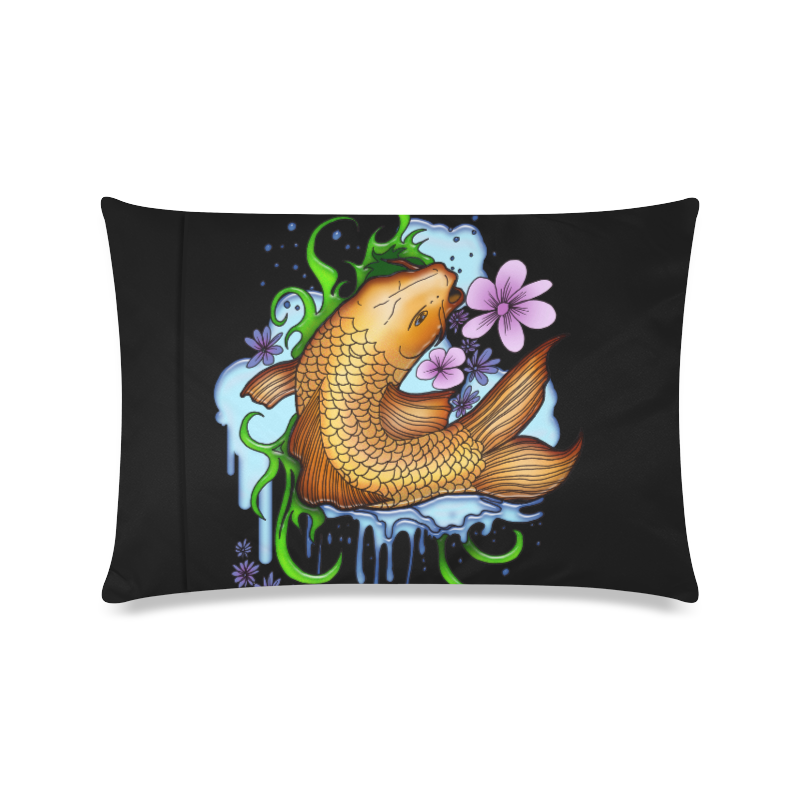 Koi Fish Custom Zippered Pillow Case 16"x24"(Twin Sides)