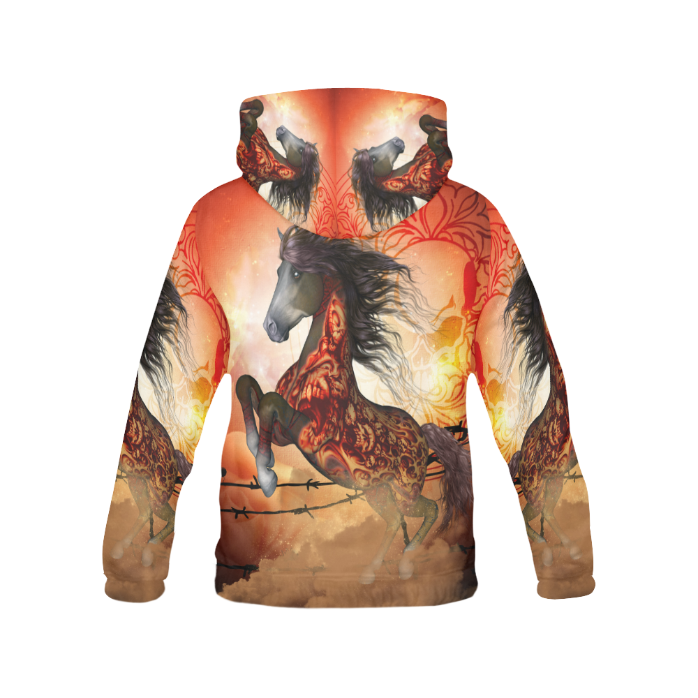 Awesome creepy horse with skulls All Over Print Hoodie for Women (USA Size) (Model H13)