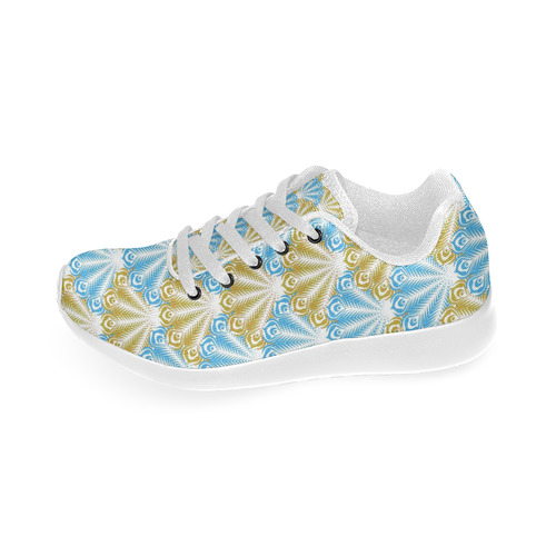 feather pattern,aqua golden by JamColors Kid's Running Shoes (Model 020)