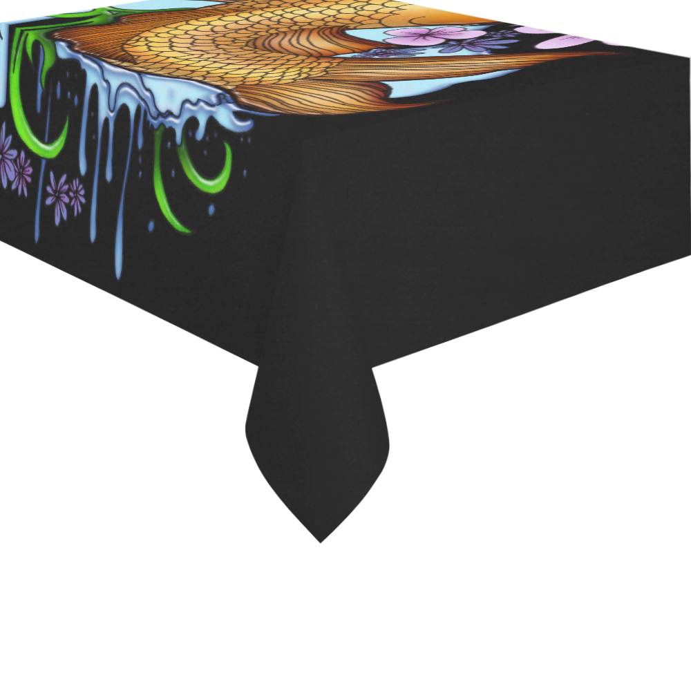 Koi Fish Cotton Linen Tablecloth 60" x 90"