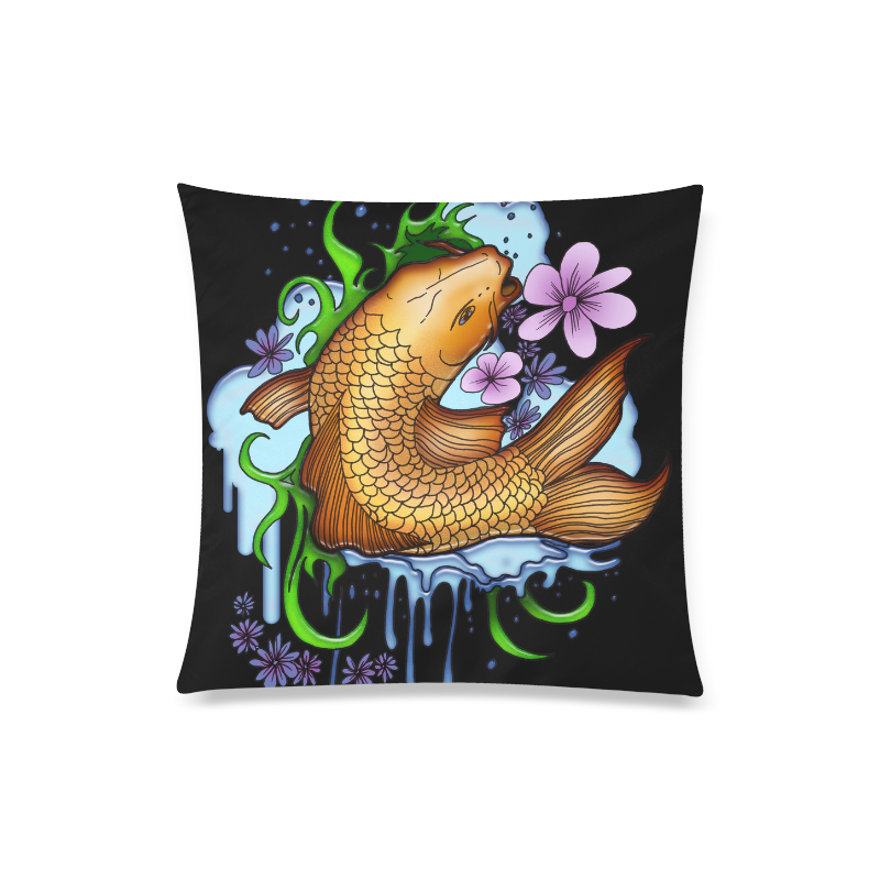 Koi Fish Custom Zippered Pillow Case 20"x20"(Twin Sides)