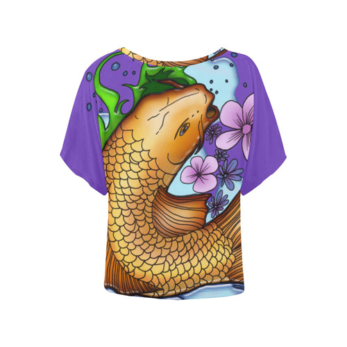 Koi Fish Women's Batwing-Sleeved Blouse T shirt (Model T44)