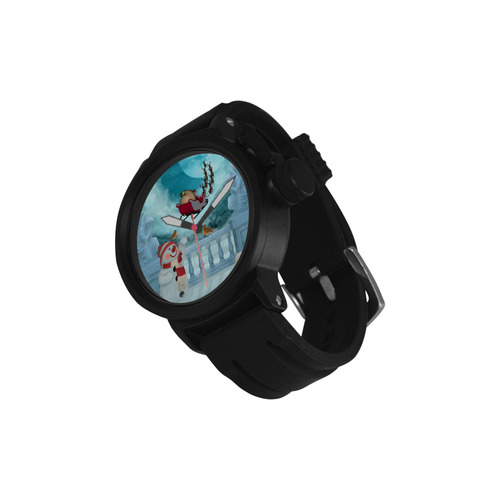 Funny snowman with Santa Claus Men's Sports Watch(Model 309)