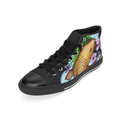 Koi Fish High Top Canvas Women's Shoes/Large Size (Model 017)