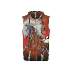 Awesome steampunk horse with wings All Over Print Sleeveless Zip Up Hoodie for Women (Model H16)