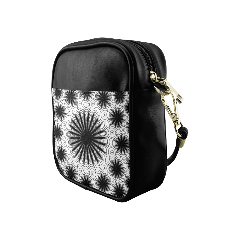 Black and white spiders lace pattern Sling Bag (Model 1627)
