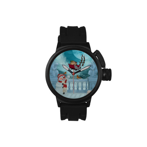 Funny snowman with Santa Claus Men's Sports Watch(Model 309)