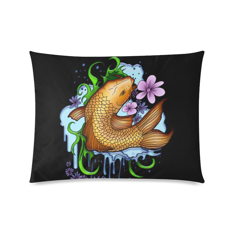 Koi Fish Custom Zippered Pillow Case 20"x26"(Twin Sides)