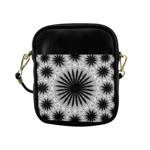 Black and white spiders lace pattern Sling Bag (Model 1627)