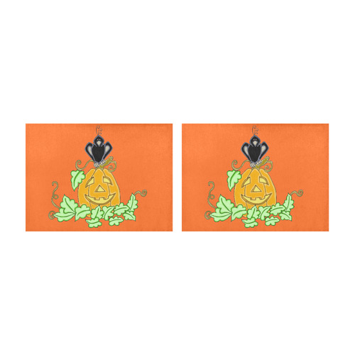 Halloween Crow And Pumpkin Placemat 14’’ x 19’’ (Set of 2)