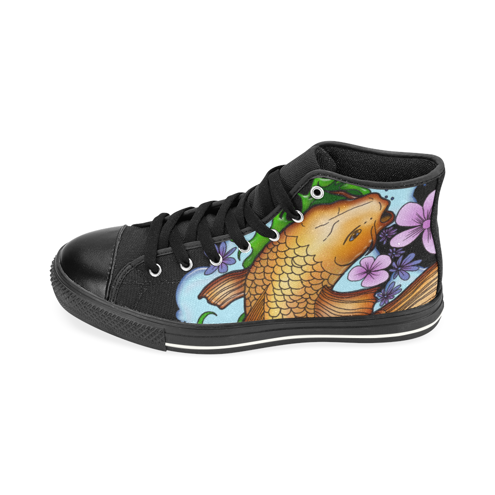 Koi Fish High Top Canvas Shoes for Kid (Model 017)