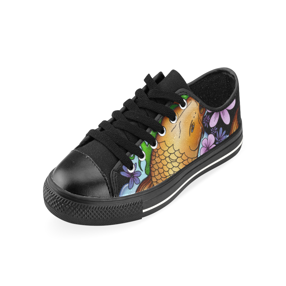 Koi Fish Low Top Canvas Shoes for Kid (Model 018)