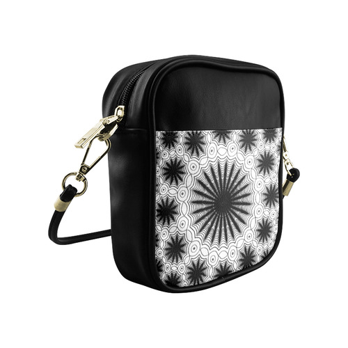 Black and white spiders lace pattern Sling Bag (Model 1627)