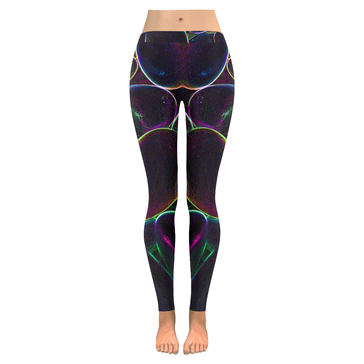 Psychedelic Candy Black Women's Low Rise Leggings (Invisible Stitch) (Model L05)