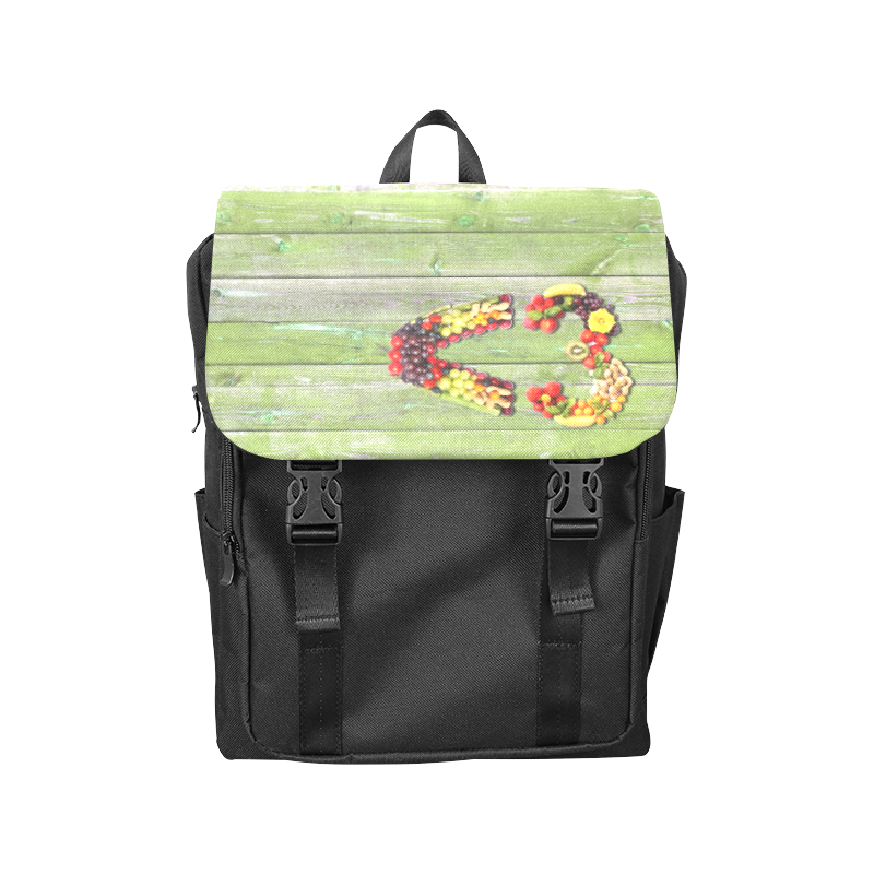 Vegan Smart Heart Love Green Wood Casual Shoulders Backpack (Model 1623)