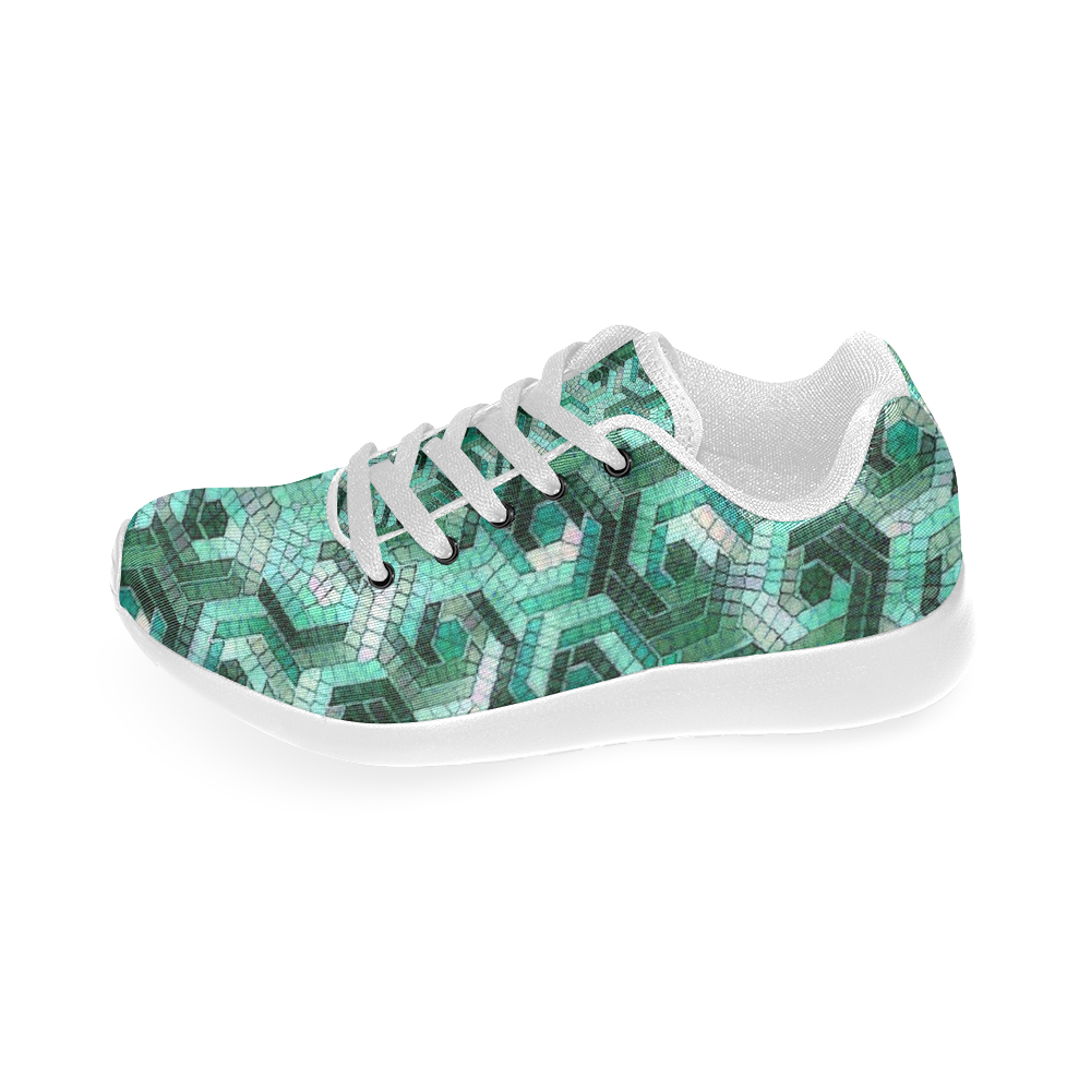 Pattern Factory 23 teal by JamColors Kid's Running Shoes (Model 020)