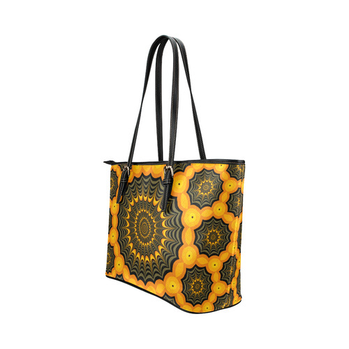 Fractal spider webs Leather Tote Bag/Small (Model 1651)