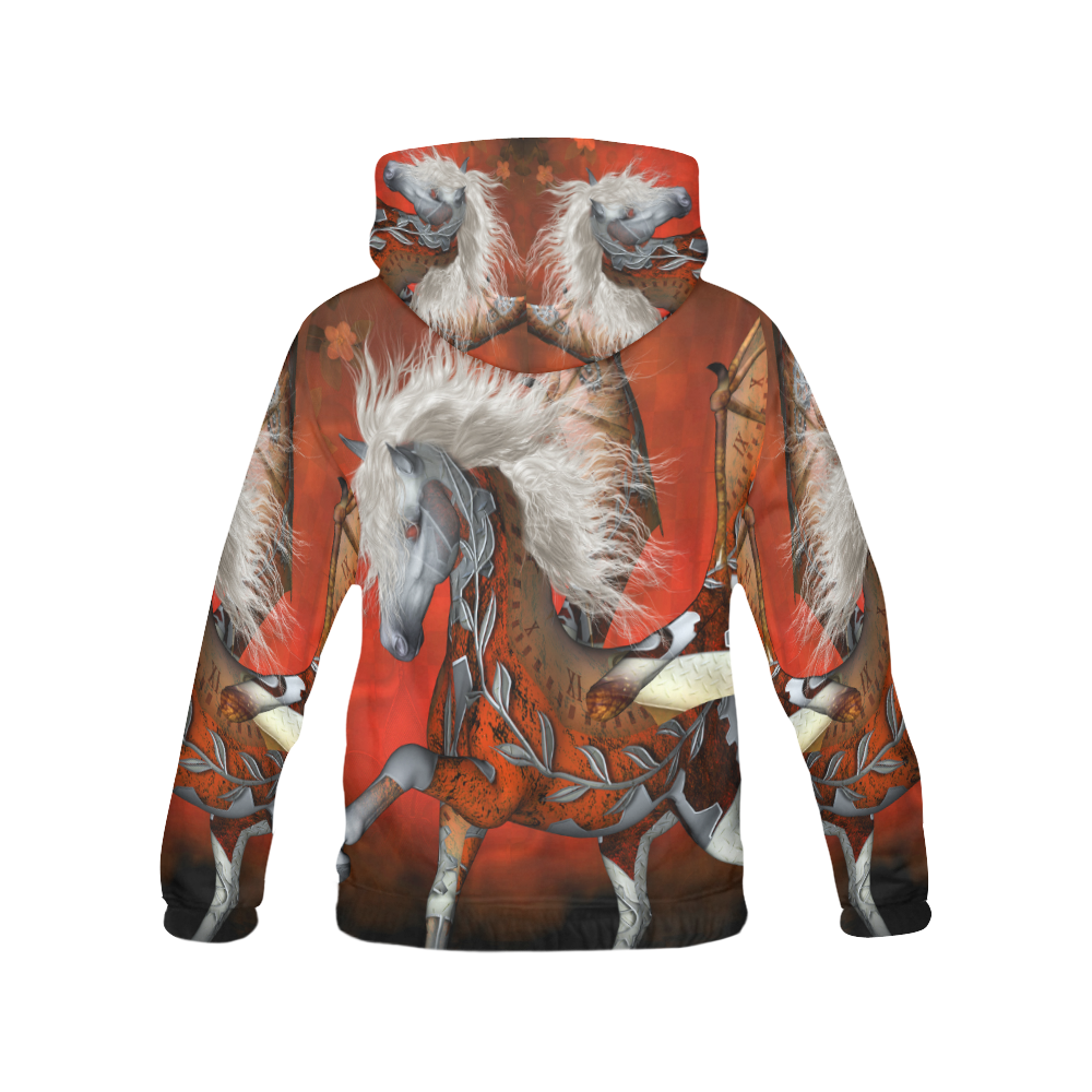 Awesome steampunk horse with wings All Over Print Hoodie for Women (USA Size) (Model H13)