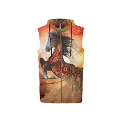 Awesome creepy horse with skulls All Over Print Sleeveless Zip Up Hoodie for Women (Model H16)