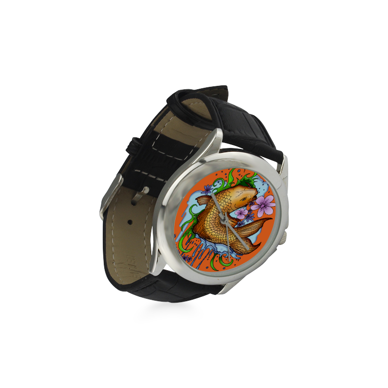 Koi Fish Women's Classic Leather Strap Watch(Model 203)