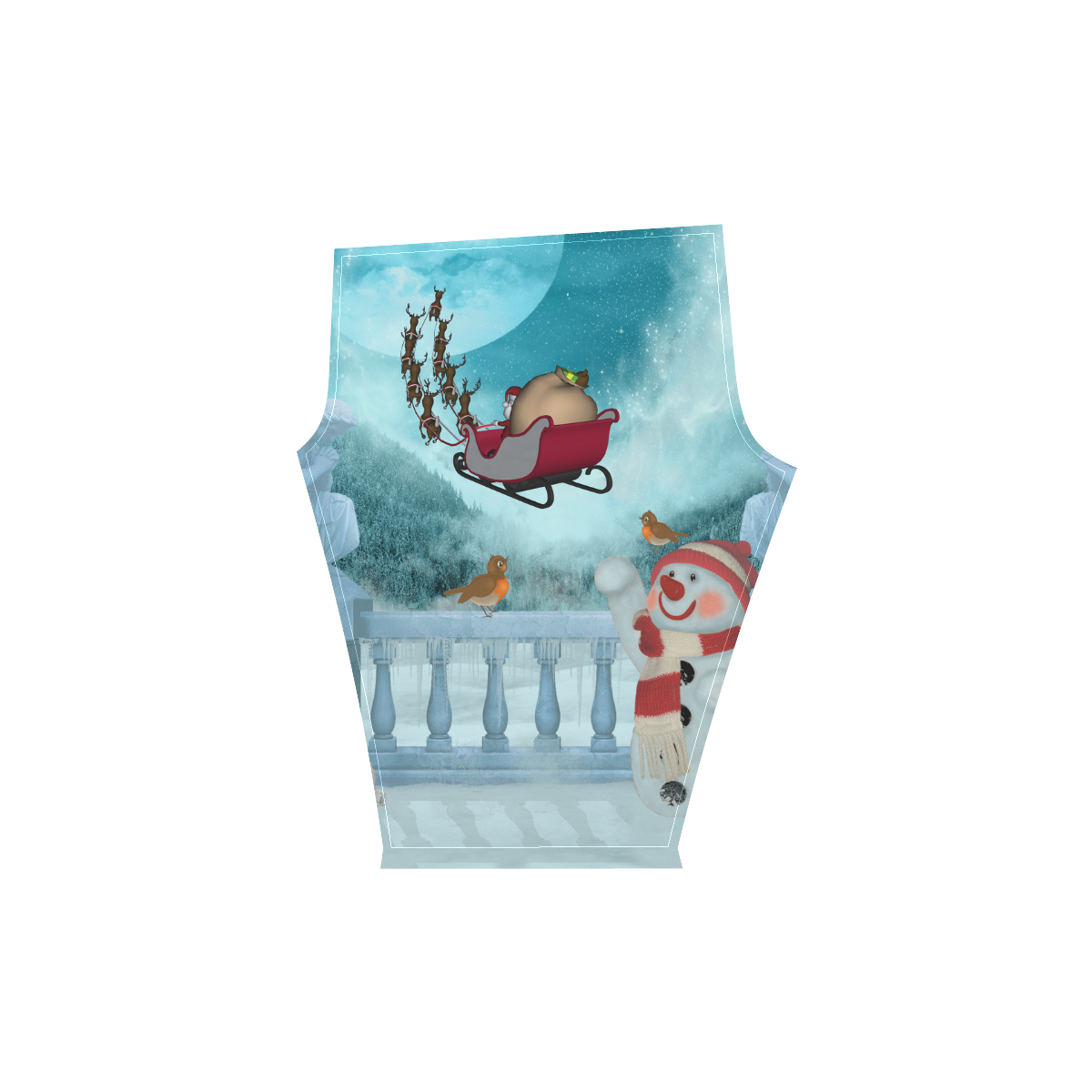 Funny snowman with Santa Claus Women's Low Rise Capri Leggings (Invisible Stitch) (Model L08)
