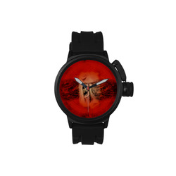 Creepy skulls on red background Men's Sports Watch(Model 309)