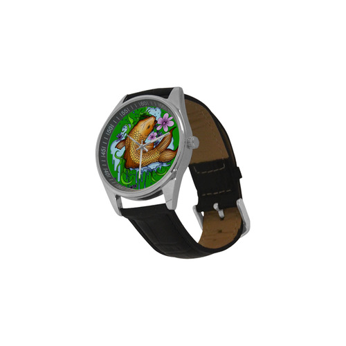 Koi Fish Men's Casual Leather Strap Watch(Model 211)
