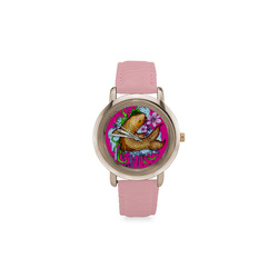 Koi Fish Women's Rose Gold Leather Strap Watch(Model 201)