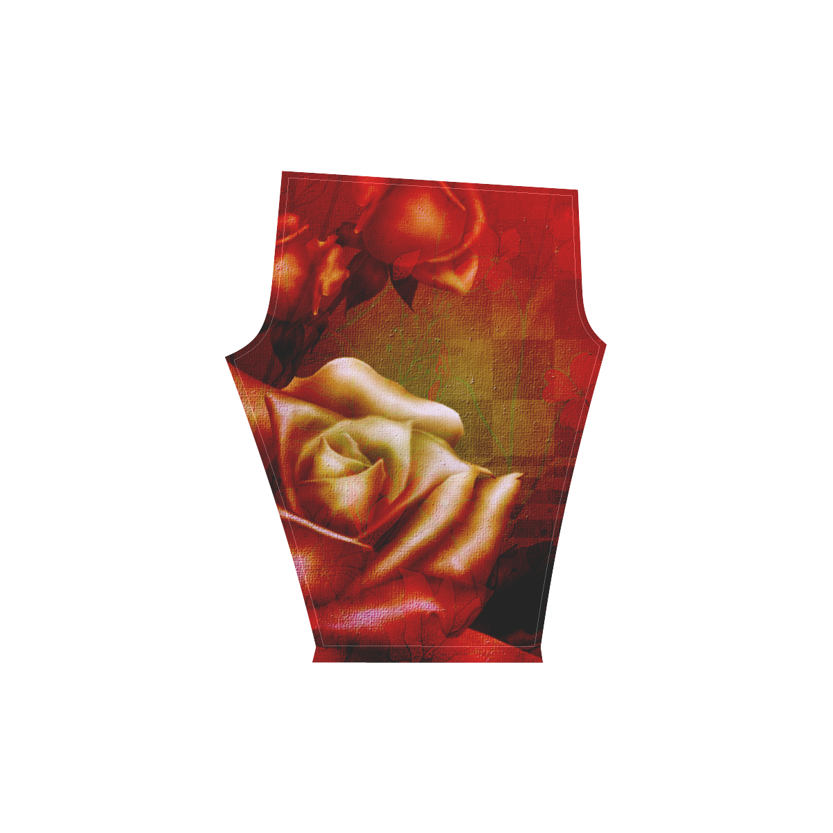 Wonderful red roses Women's Low Rise Capri Leggings (Invisible Stitch) (Model L08)