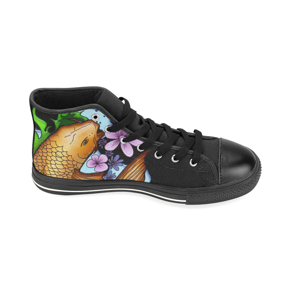 Koi Fish High Top Canvas Women's Shoes/Large Size (Model 017)
