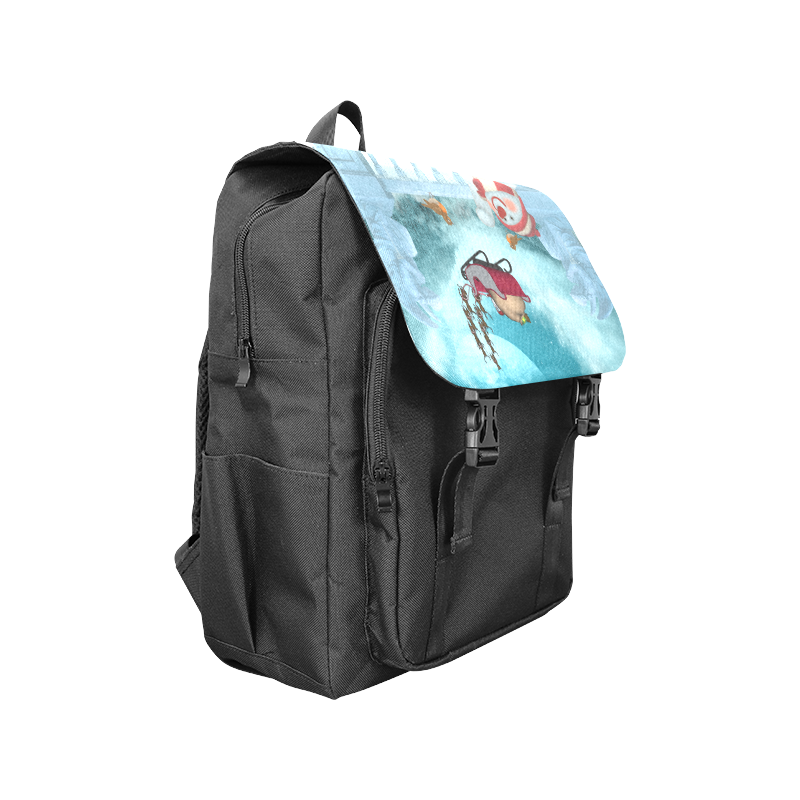 Funny snowman with Santa Claus Casual Shoulders Backpack (Model 1623)