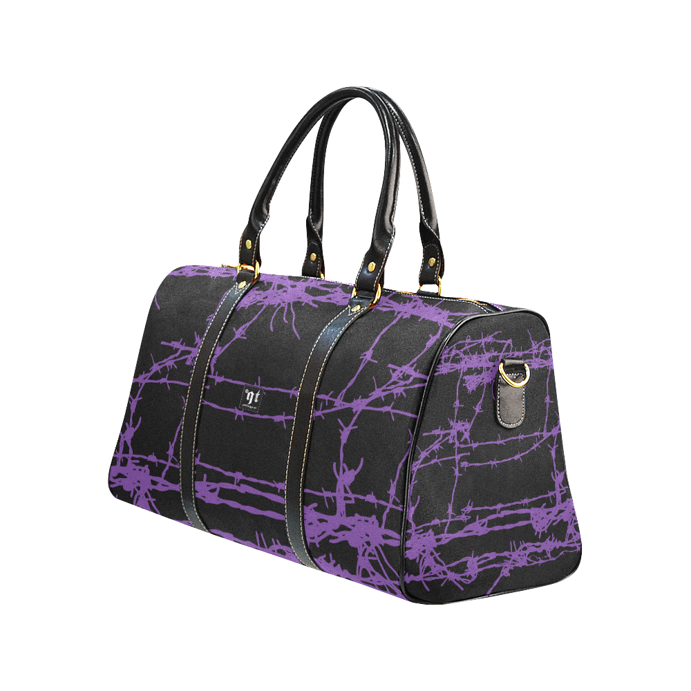 Purple Barbed Wire Goth Print New Waterproof Travel Bag/Large (Model 1639)