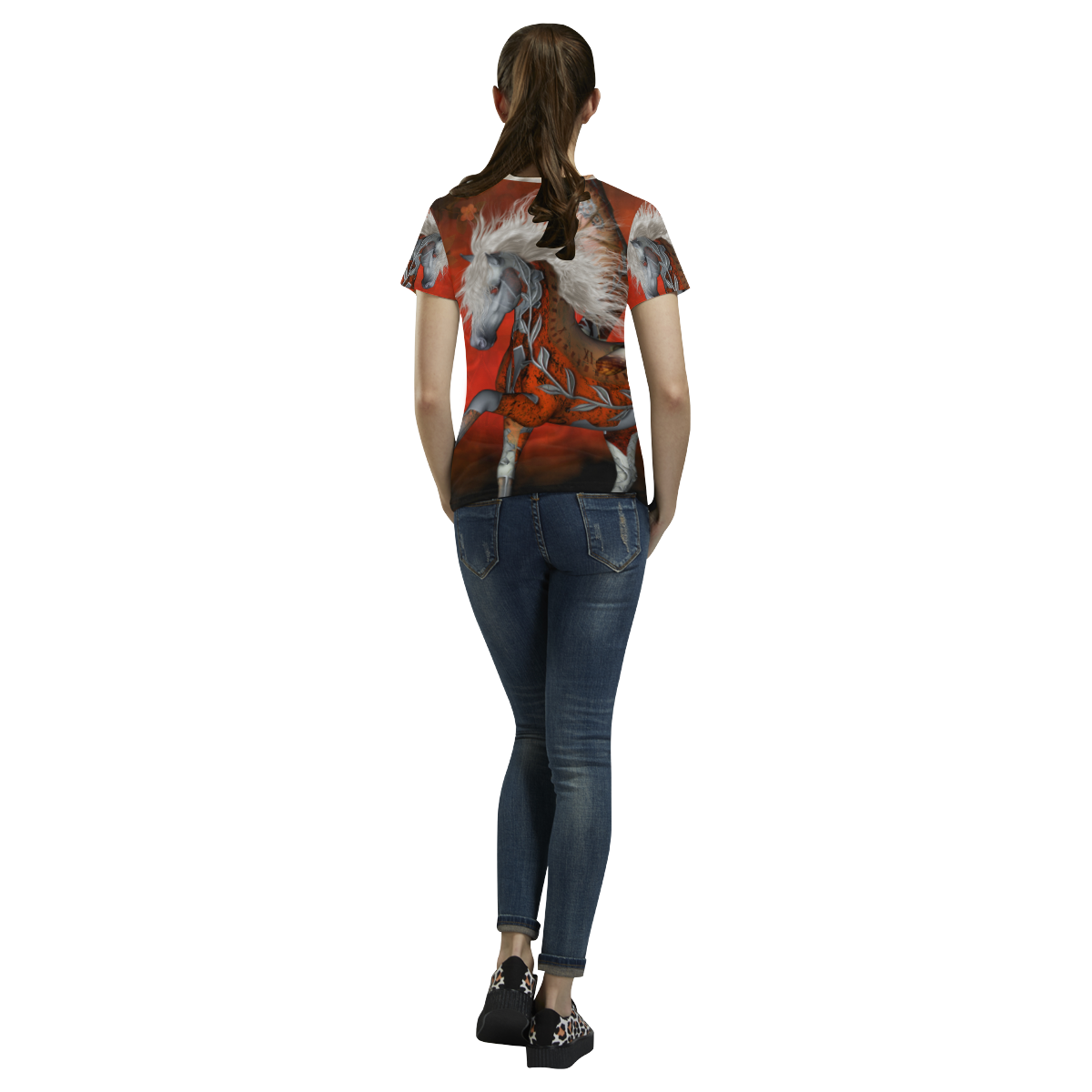 Awesome steampunk horse with wings All Over Print T-Shirt for Women (USA Size) (Model T40)