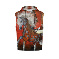 Awesome steampunk horse with wings All Over Print Sleeveless Hoodie for Women (Model H15)