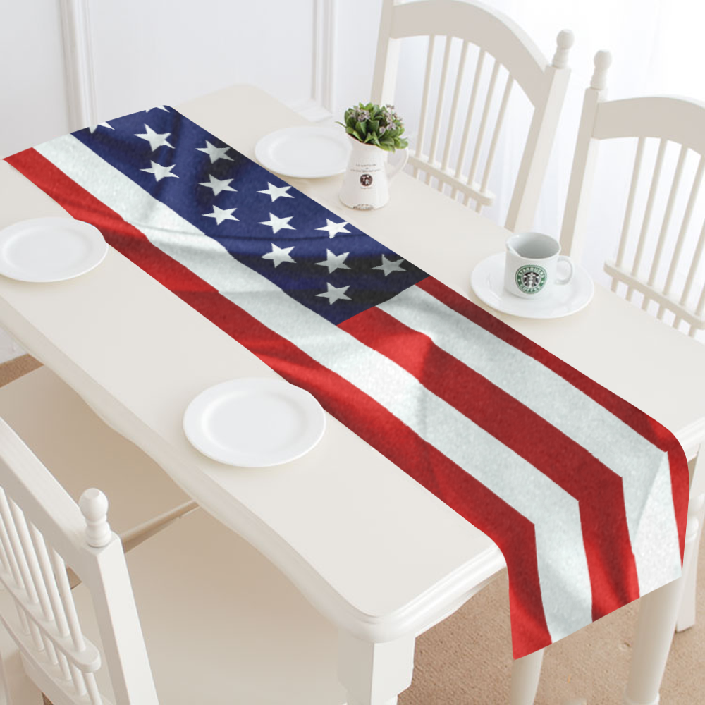 America Flag Banner Patriot Stars Stripes Freedom Table Runner 16x72 inch