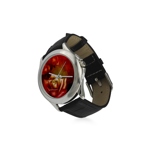 Wonderful red roses Women's Classic Leather Strap Watch(Model 203)